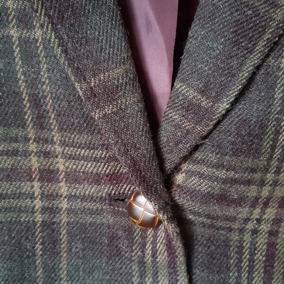 Haggar Tartan Blazer Women's Size 10 With Shoulder Pads - Picture 11 of 16